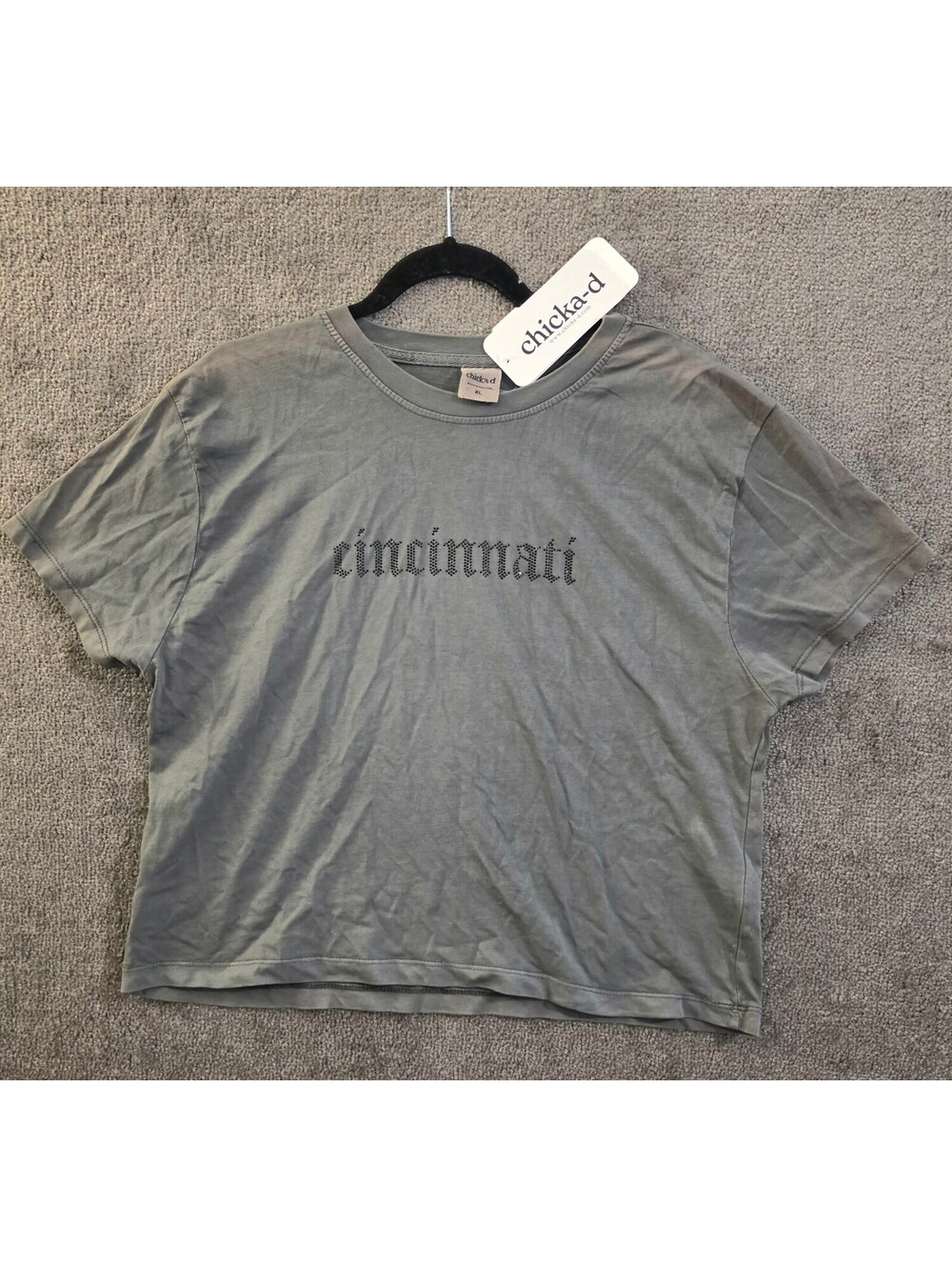 Chicka-d Cincinnati Top Women Gray Size XL 100% Cotton Lightweight Casual NWT
